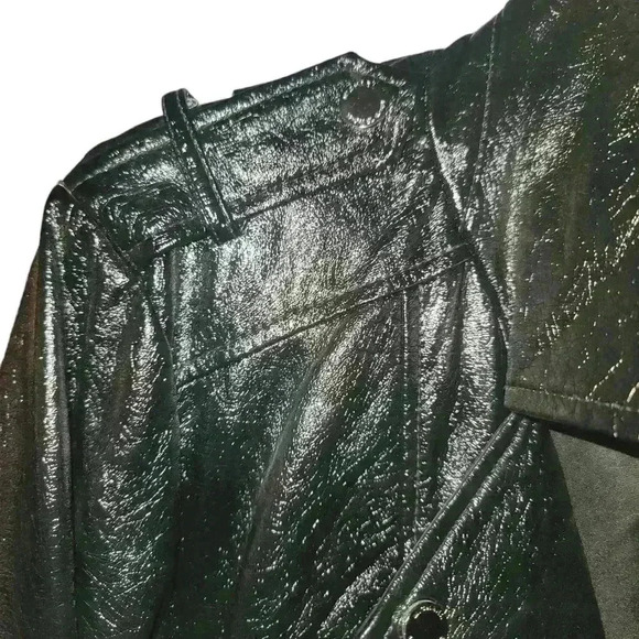 Micheal Kors Crinkled Patent Faux Leather Moto Jacket size Large - Picture 4 of 4